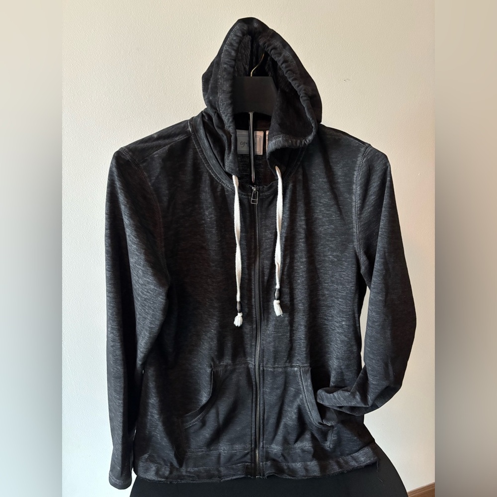 CGlcg Dark Charcoal “Distressed“ Heather Hoodie,L/S, Full Zip Sz L